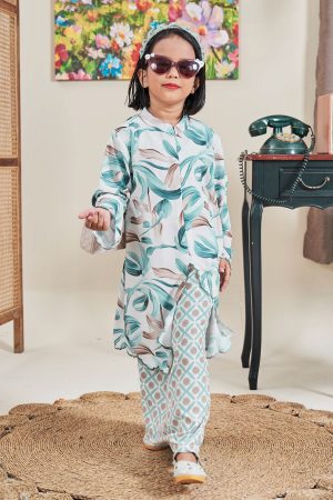 Baju Kurung Sulam Diamante Amia Kids - Jade Green