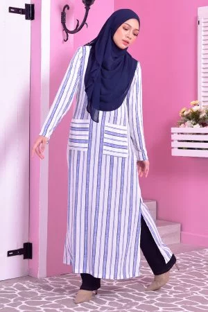 Dress Medi Long Slit Maya - Blue