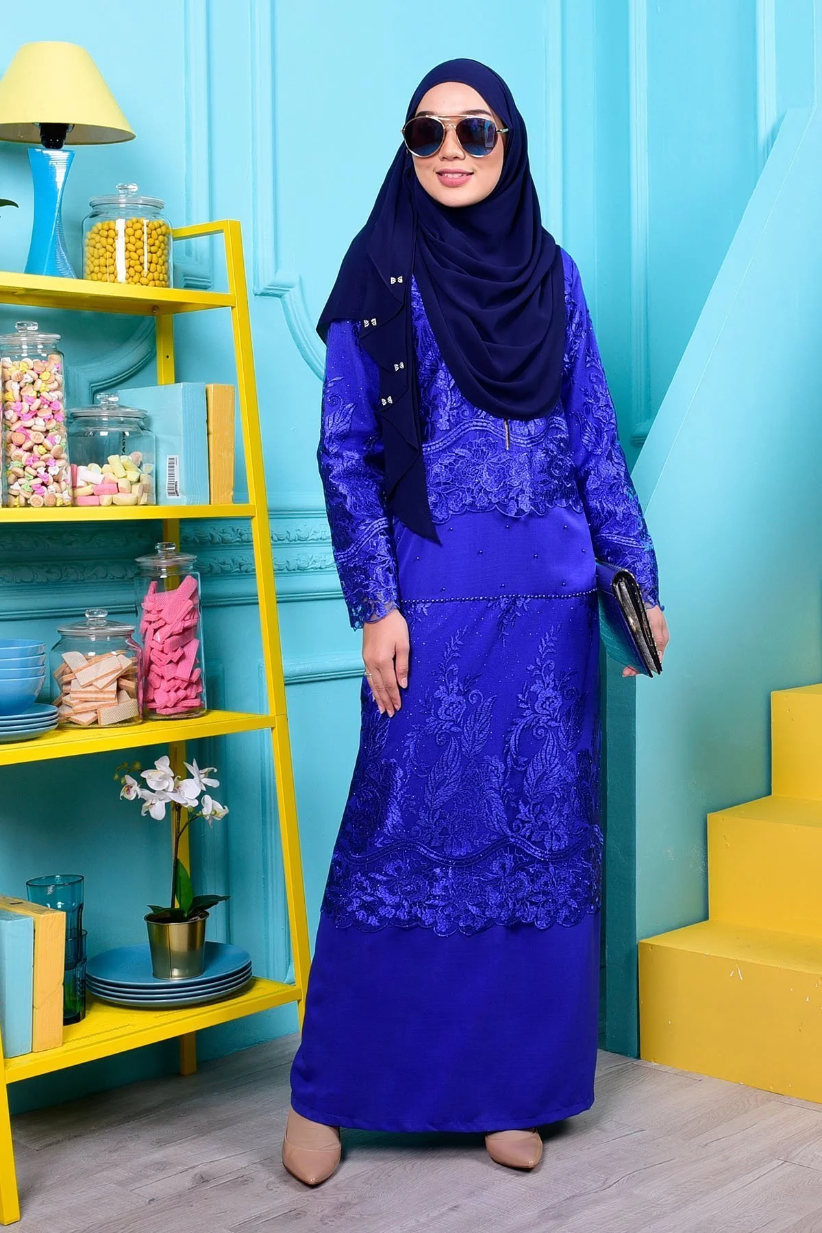 Abaya Lace Melati - Zaffre Blue