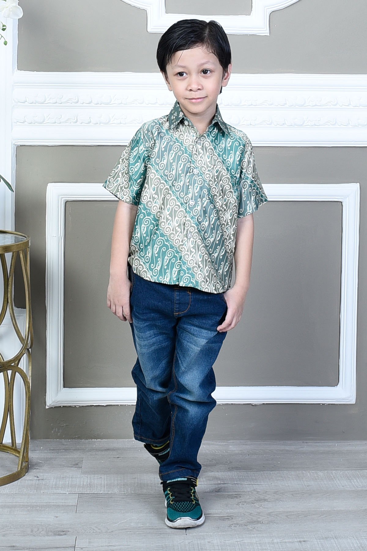 Baju Kemeja Batik Ali Kids - Magic Green