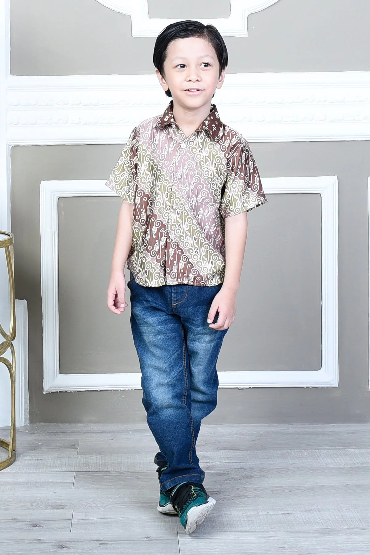 Baju Kemeja Batik Ali Kids - Ochre Brown