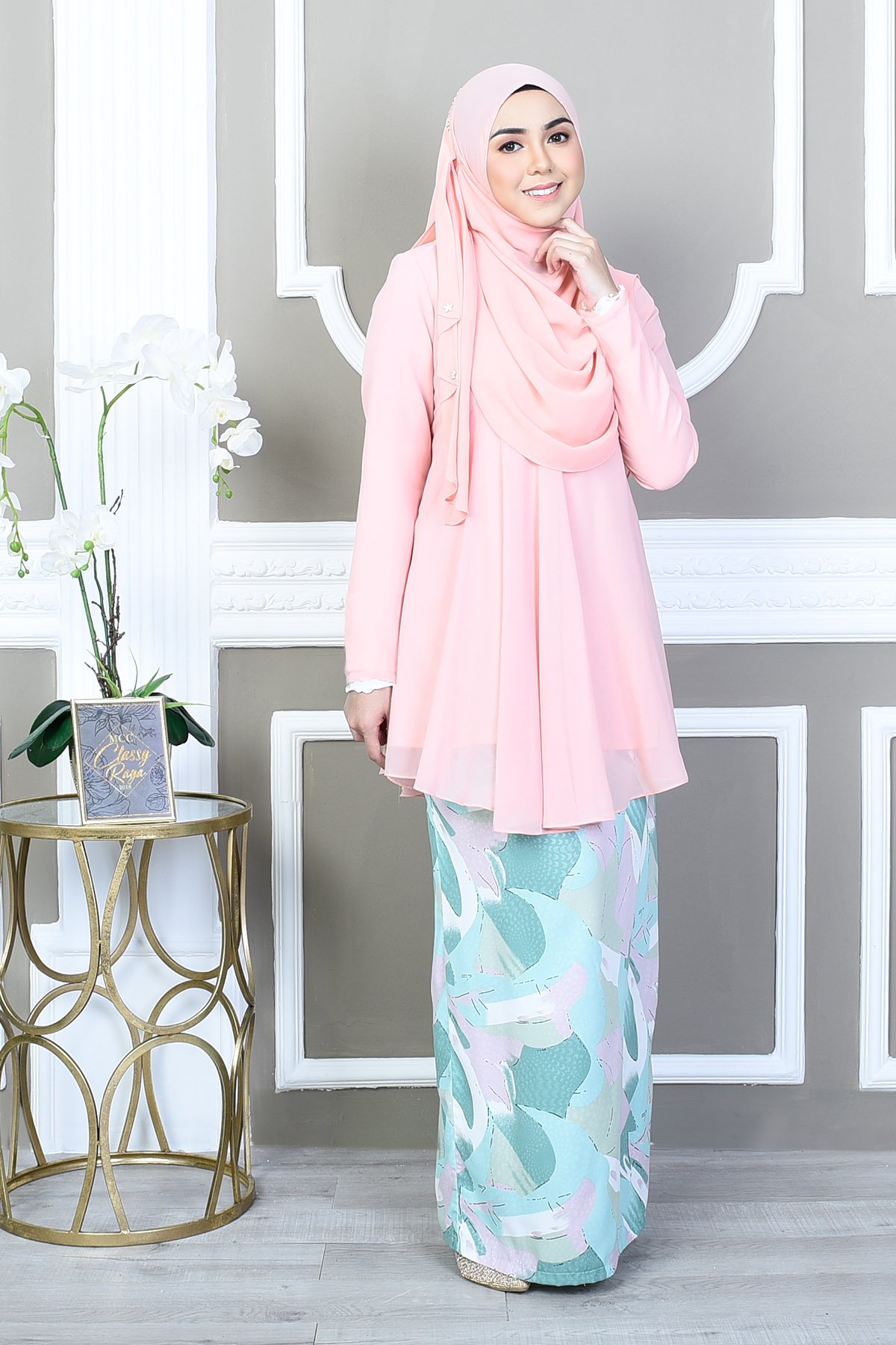 Baju Kurung Barbie Faizah – Minty Peach – MuslimahClothing.Com