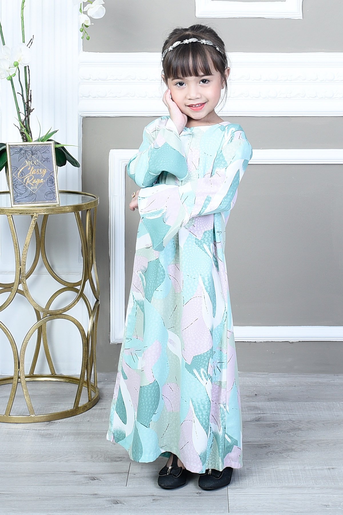 Abaya Barbie Faizah Kids - Minty Peach