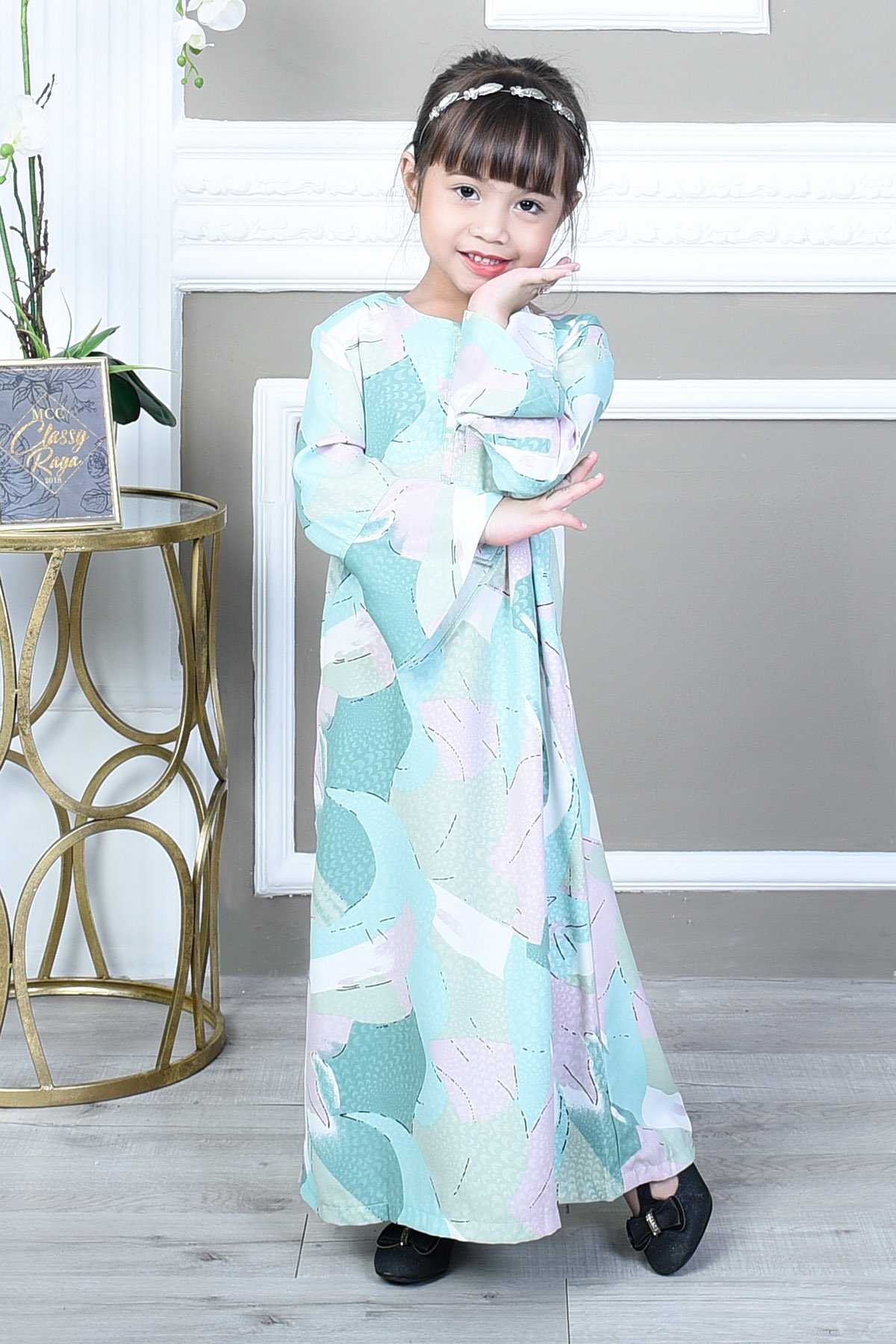 Abaya Barbie Faizah Kids - Minty Peach