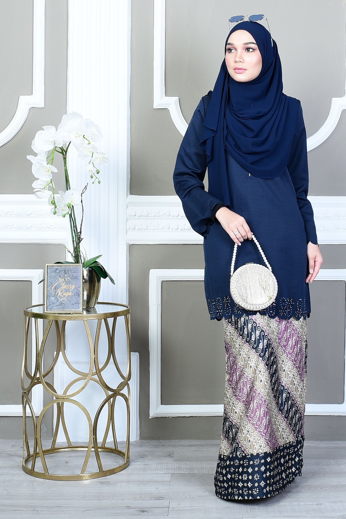 Baju Kurung Batik Lasercut Fatimah – High Blue – MuslimahClothing.Com