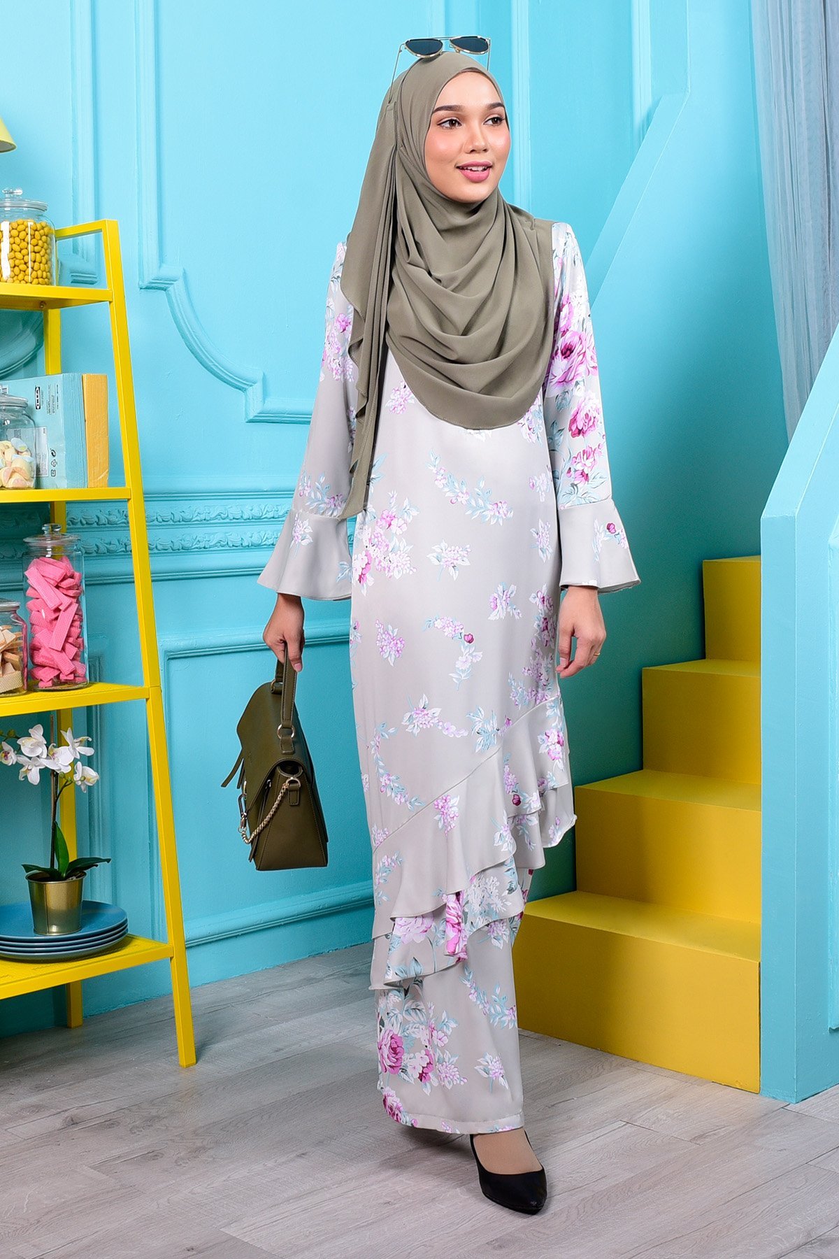 Abaya Liyana  Ruffle  - Balsam Green