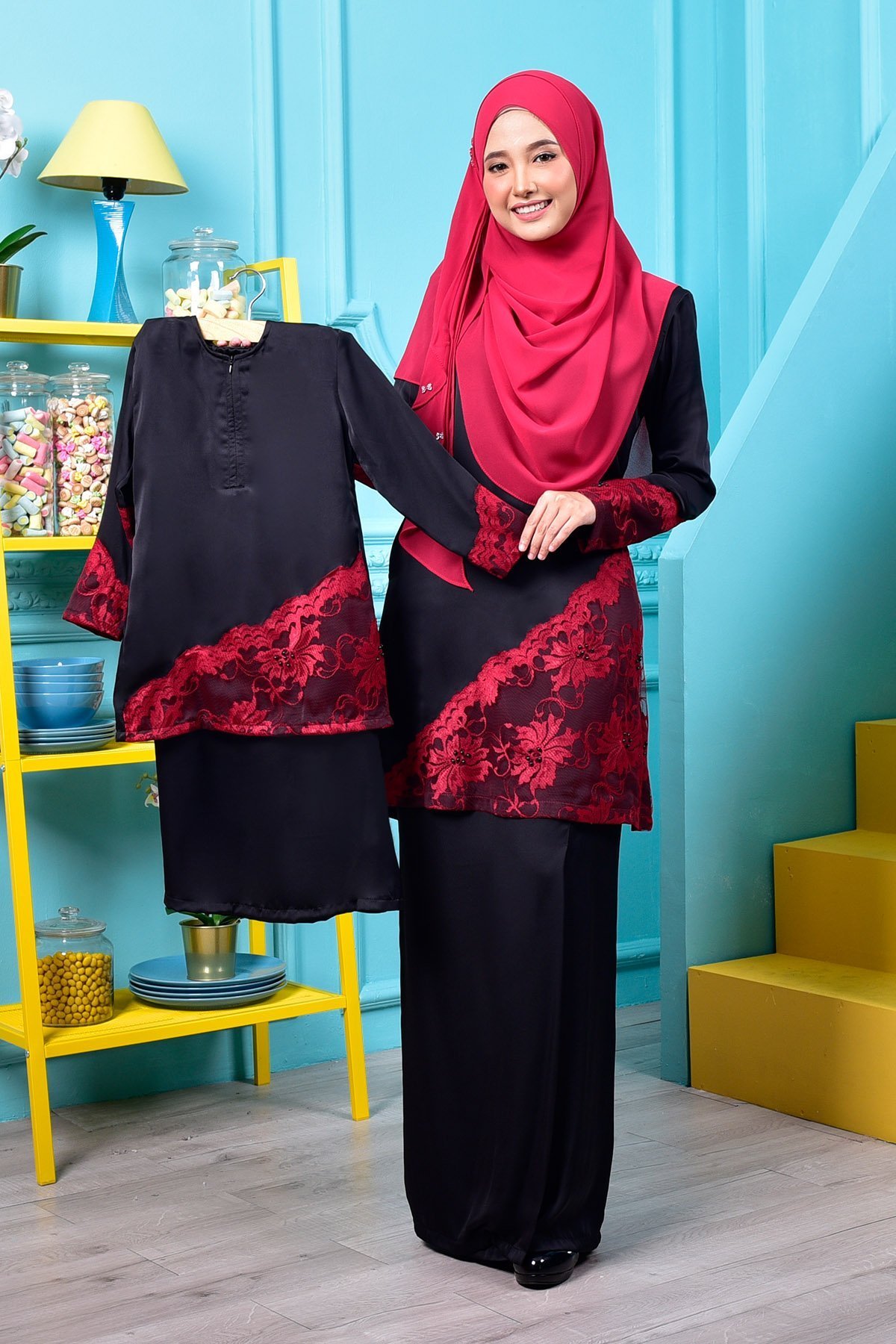 Baju Kurung Kartika Lace Kids - Mystery Black