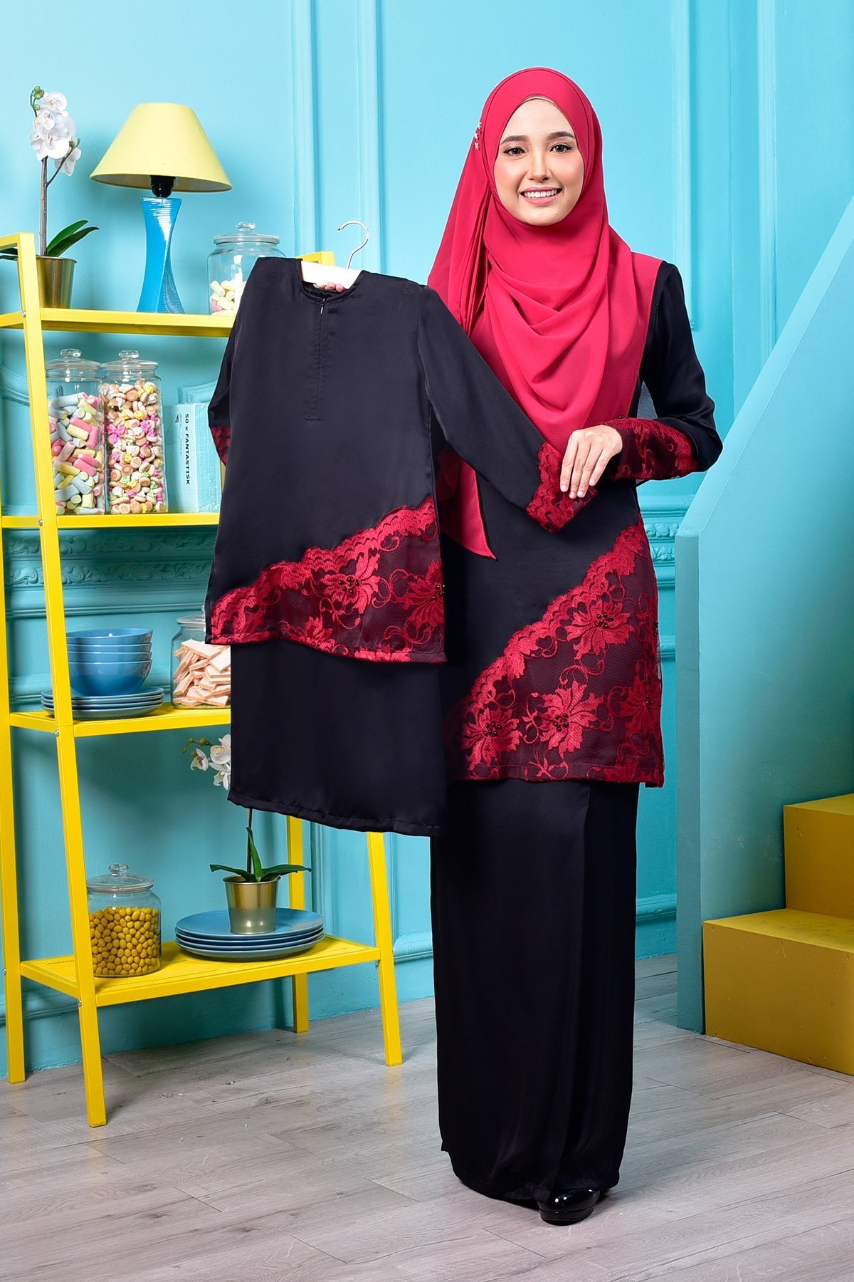 Baju Kurung Kartika Lace Kids - Mystery Black