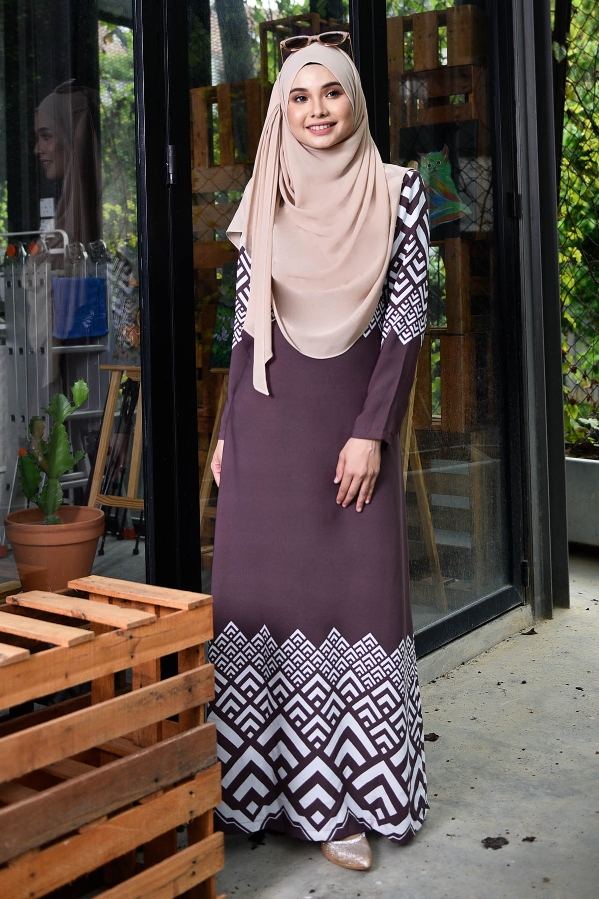 Abaya Azra Aztec - Clay Brown