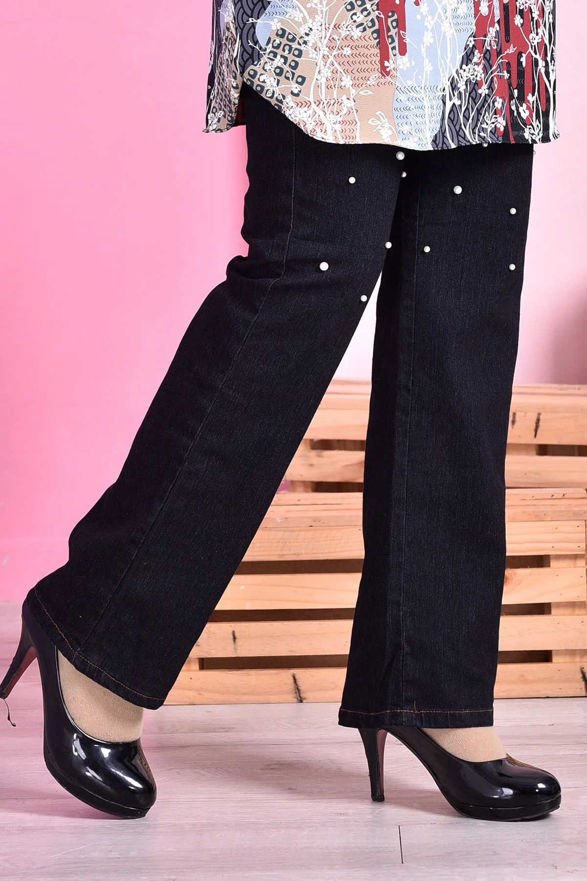 Pants Jeans Denim Diya Pearl - Dark Black