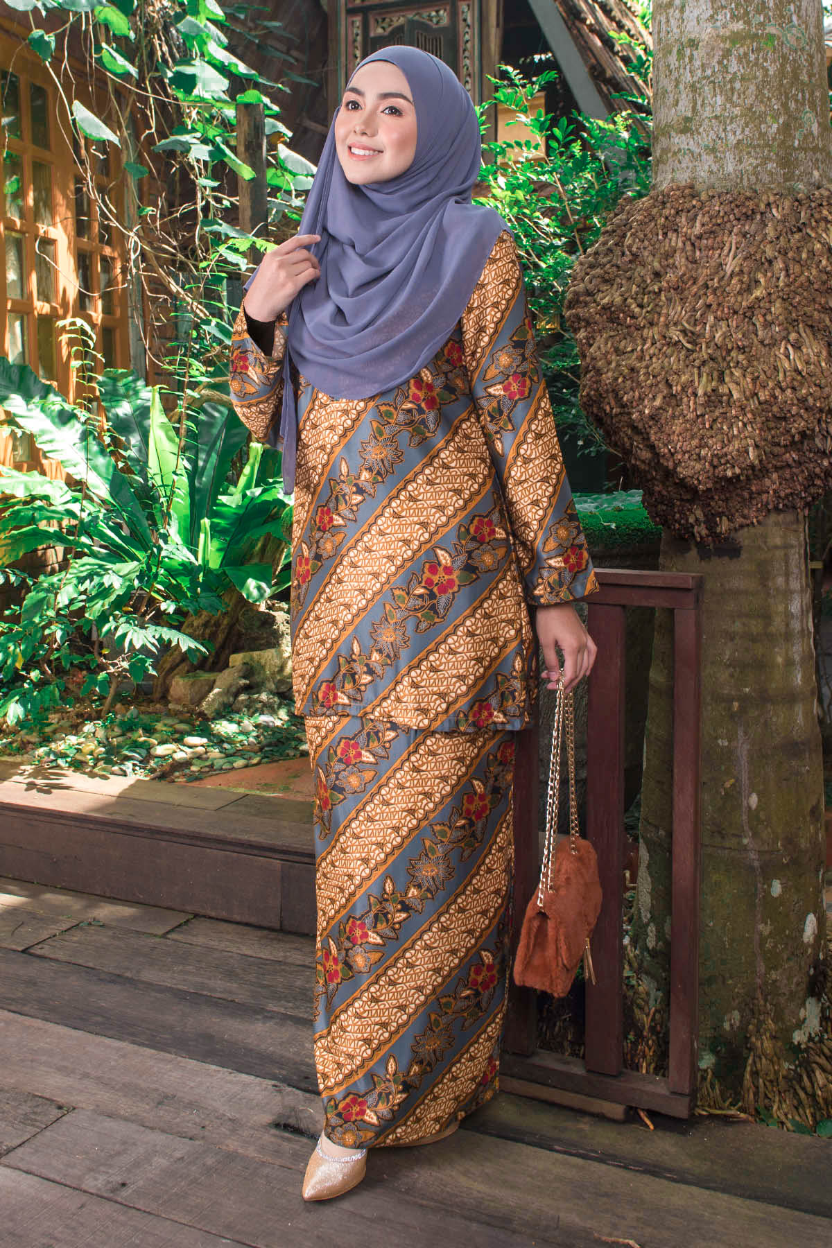 Baju Kurung Batik Aria Silver Muslimahclothing Com