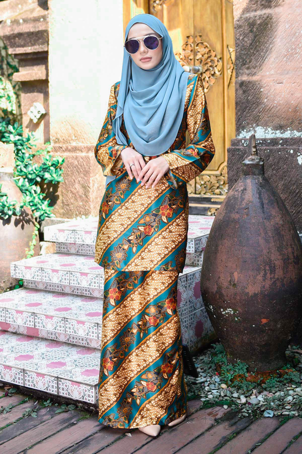 Baju Kurung Batik  Aria Teal MuslimahClothing Com