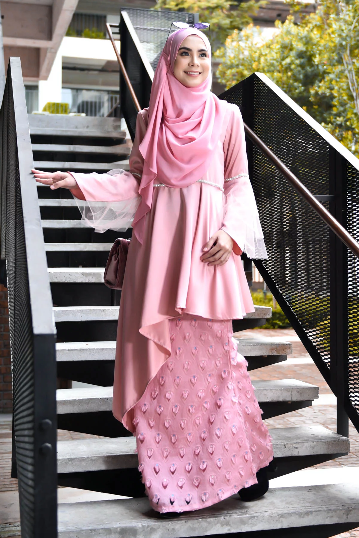 Baju Kurung Cecile Brocade - Peach