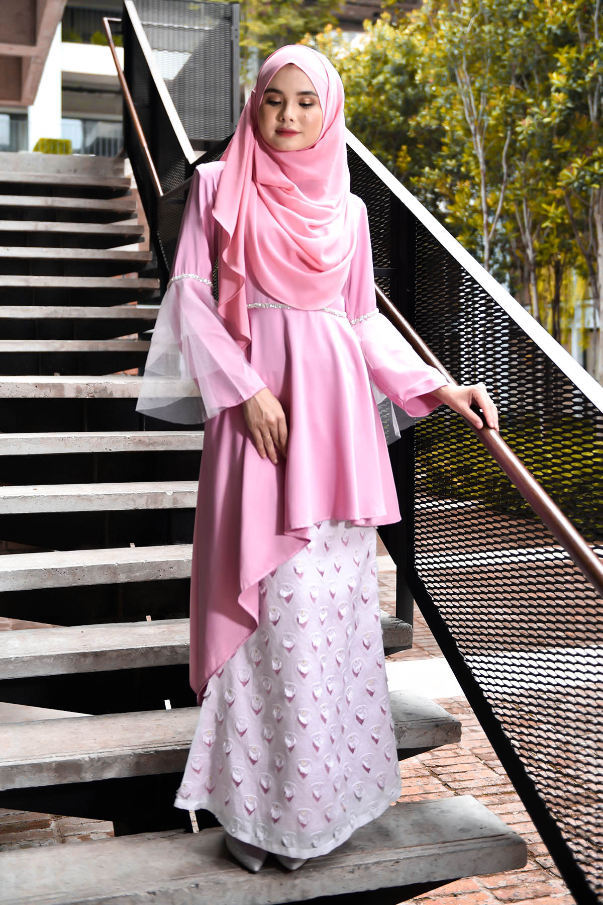 Baju Kurung Cecile Brocade - Pink