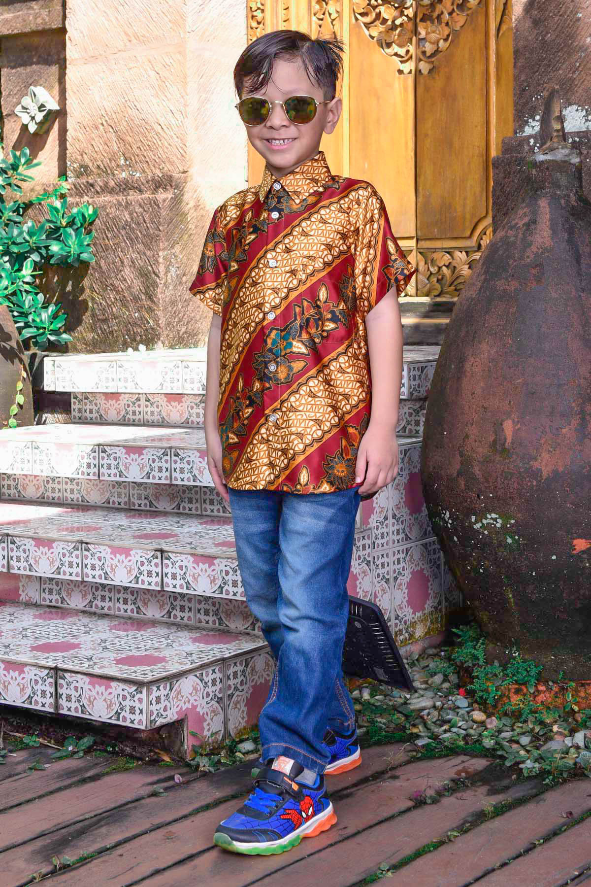 Baju Kemeja Batik Ariel Kids - Maroon