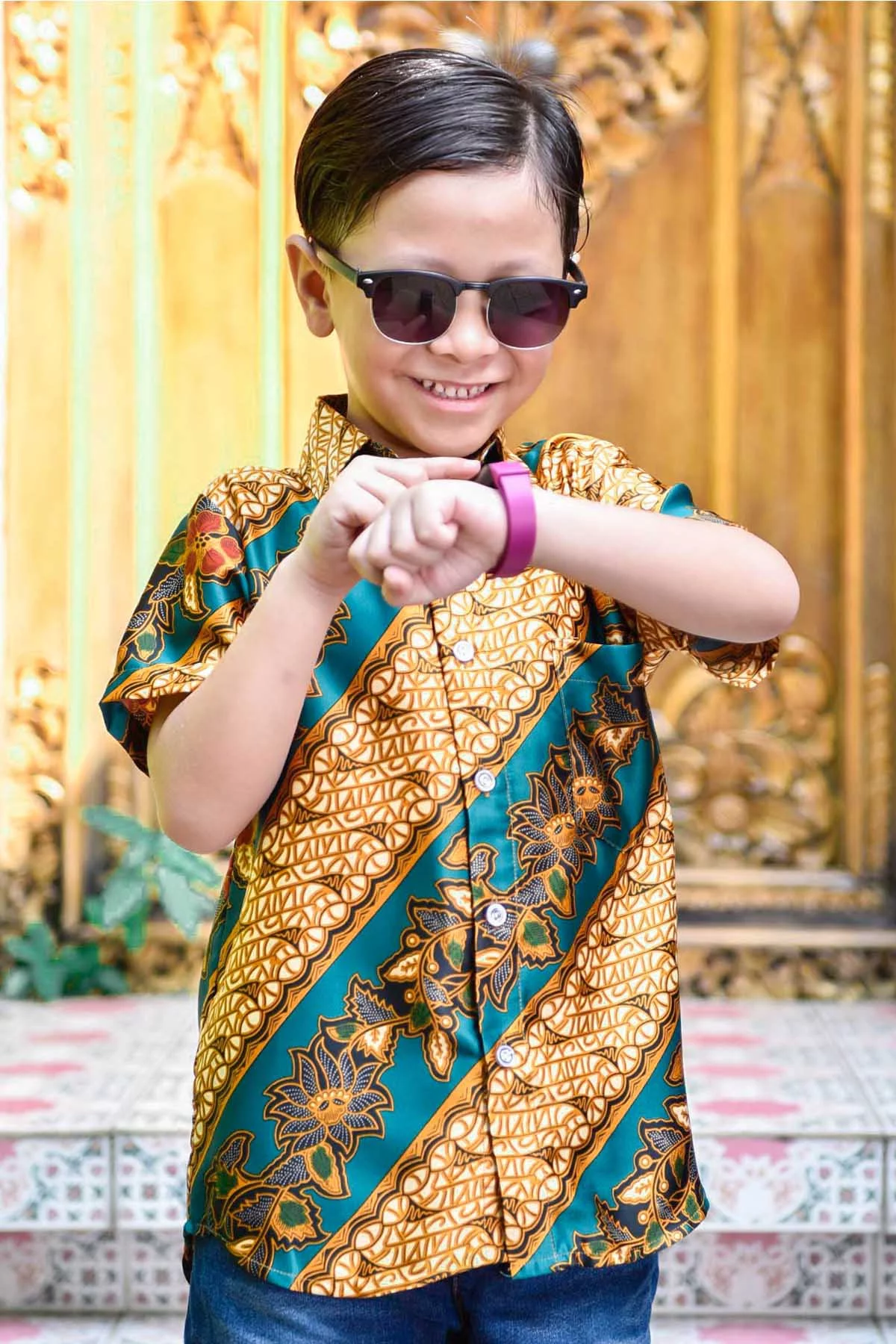 Baju Kemeja Batik Ariel Kids - Teal