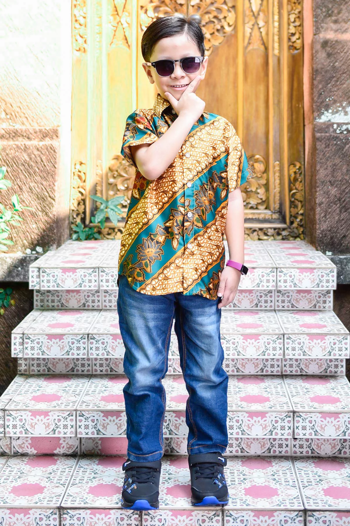 Baju Kemeja Batik Ariel Kids - Teal