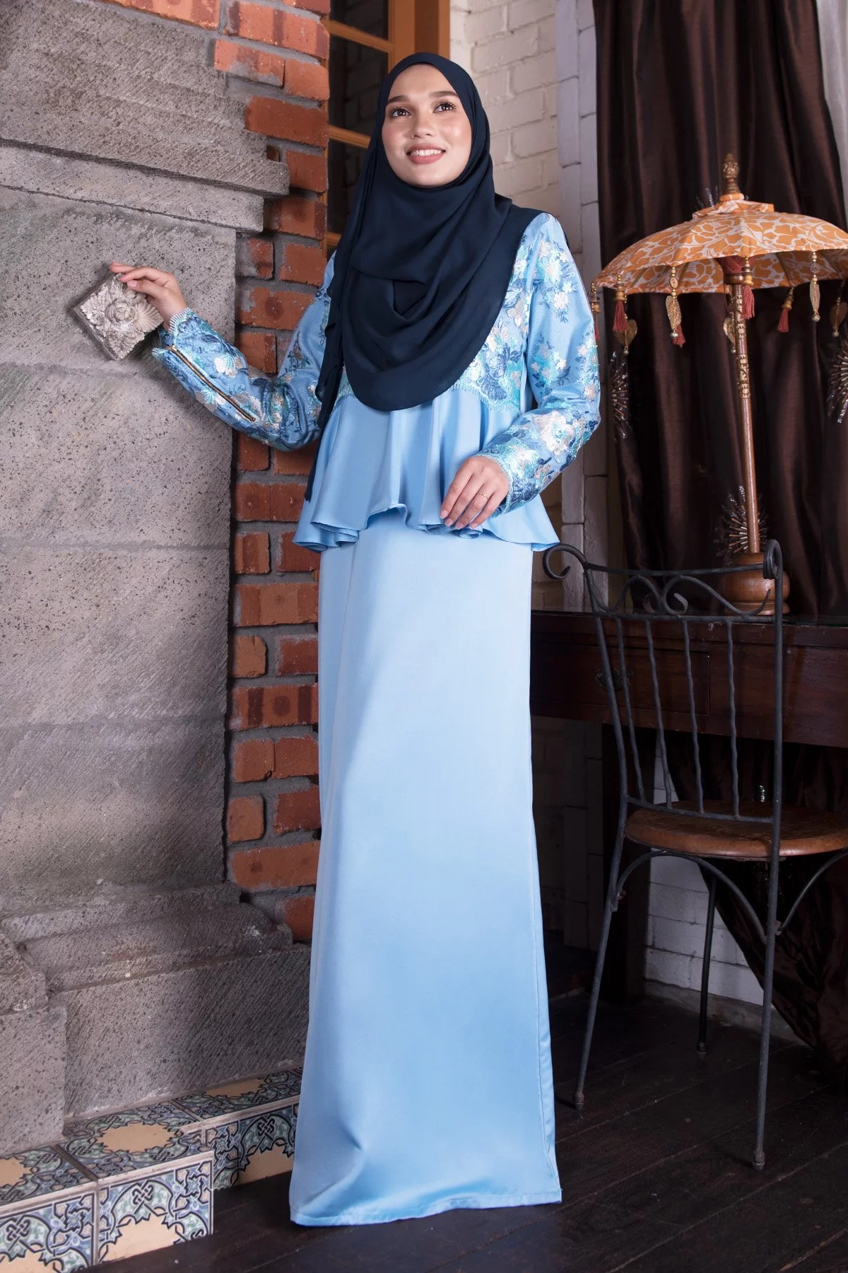 Abaya Lace Louise - Ice Blue