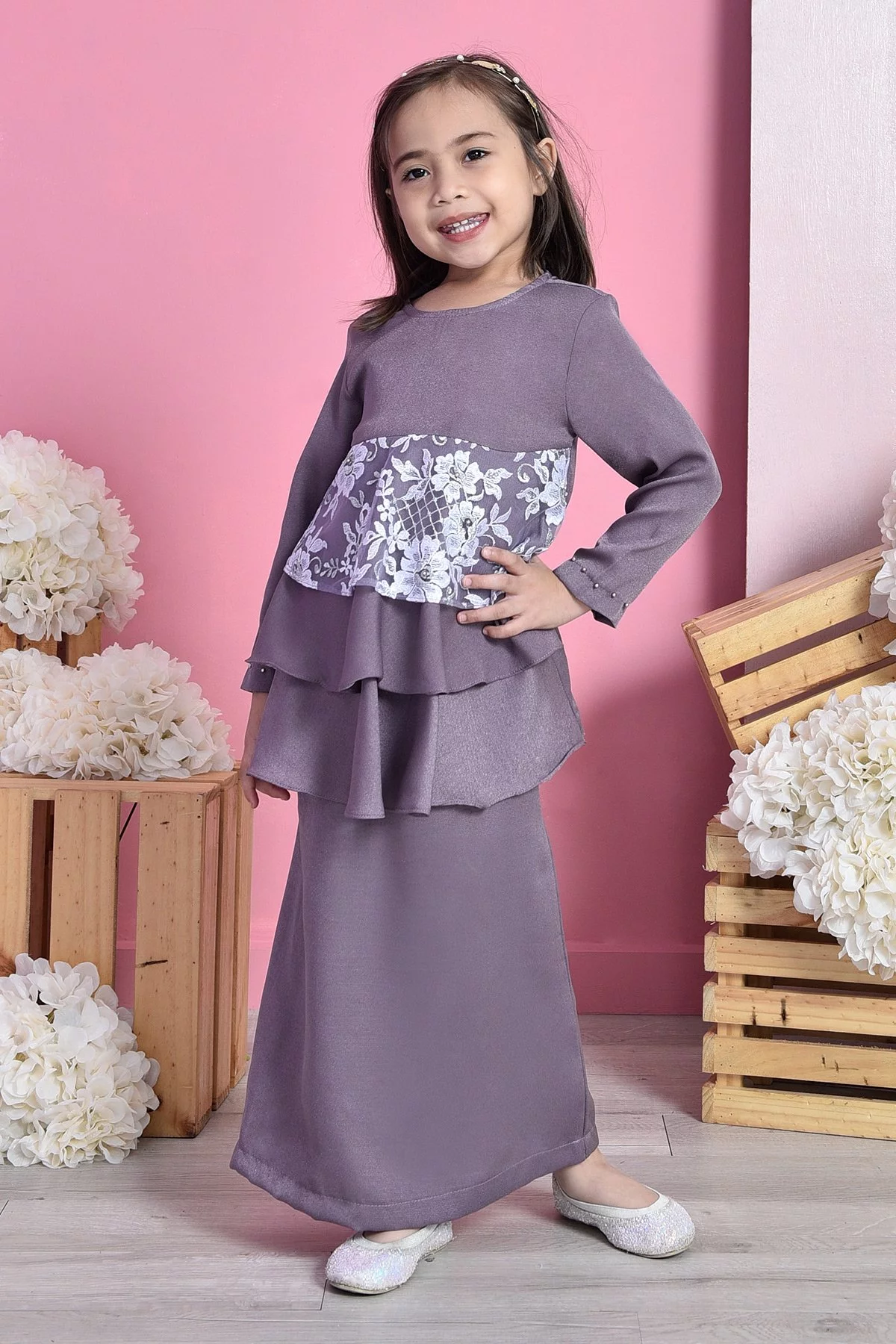 Baju Kurung Lace Alexis Kids - Morning Iris