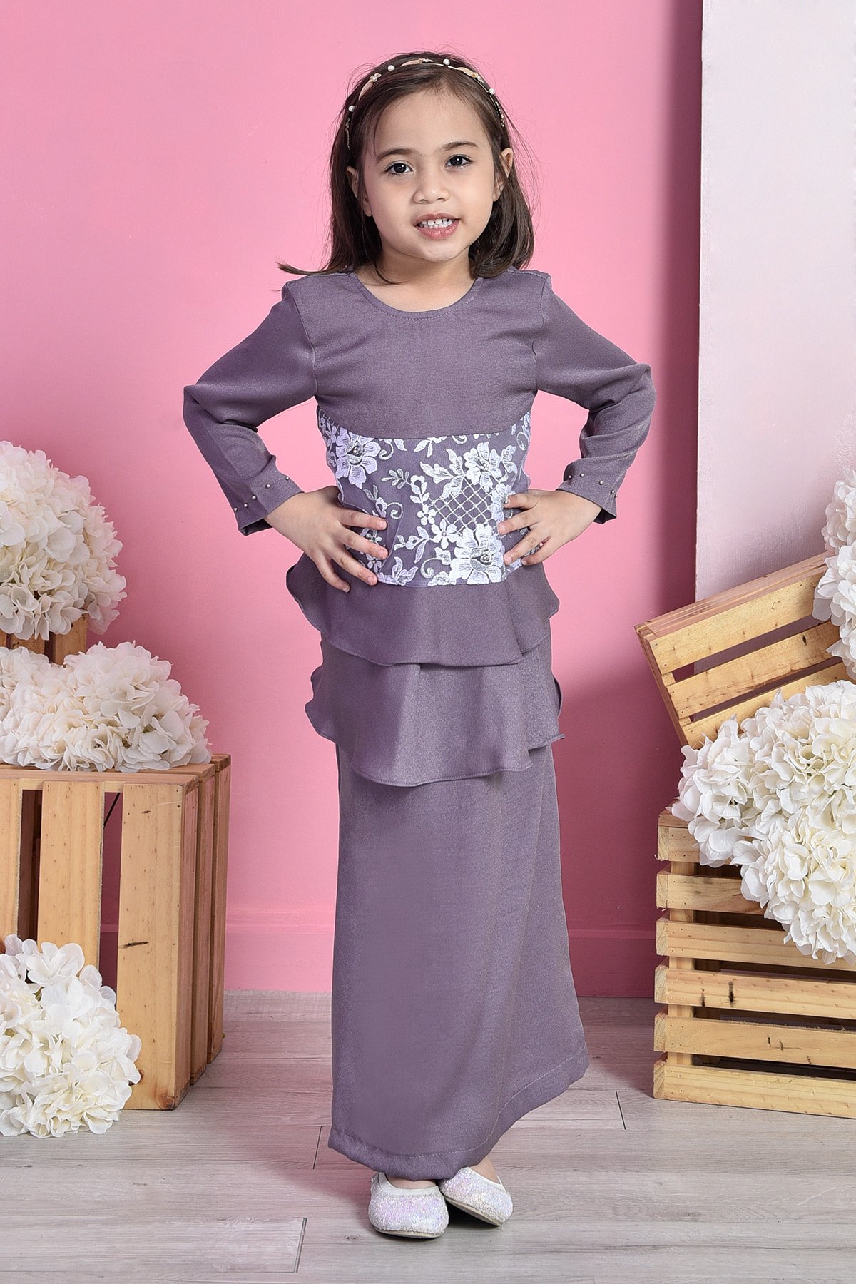 Baju Kurung Lace Alexis Kids - Morning Iris