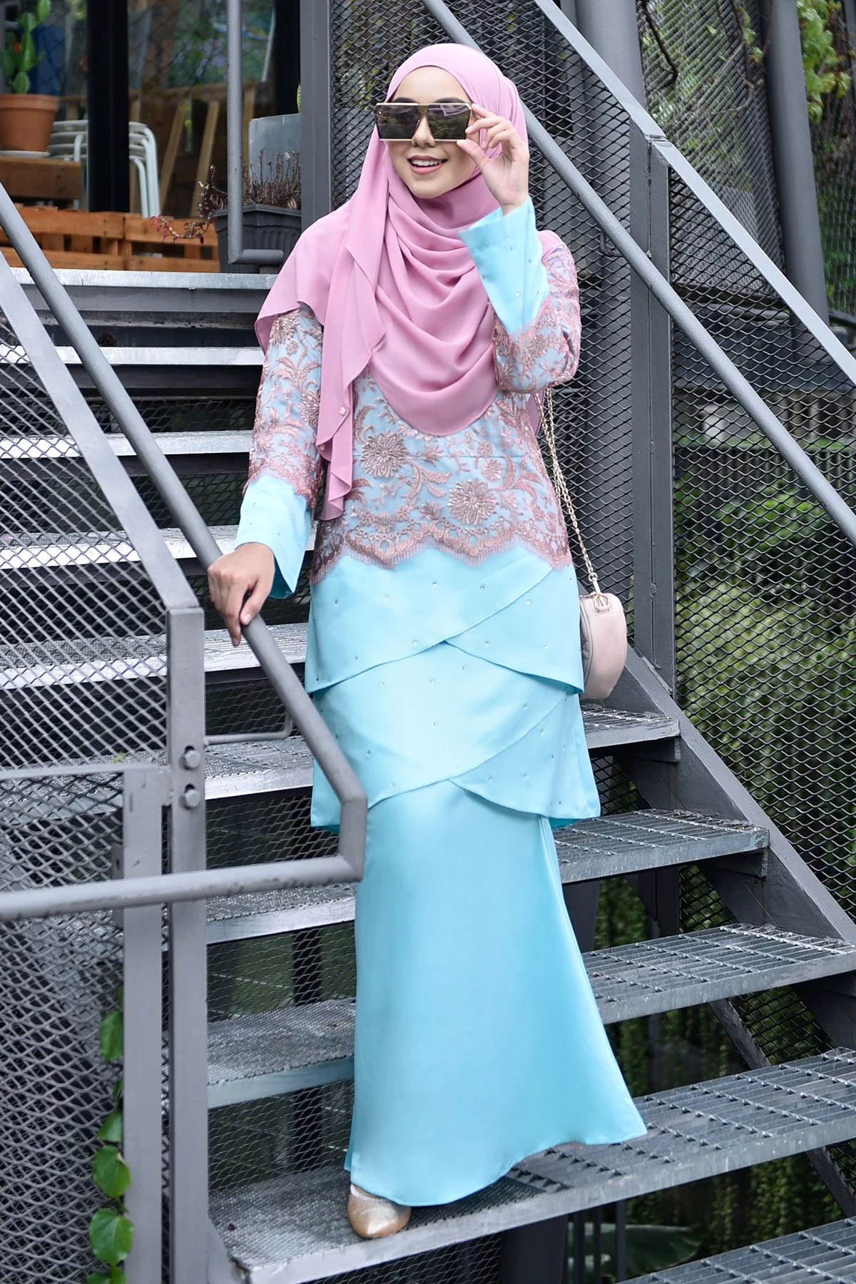 Baju Kurung Lace Clemence - Frosty Mint