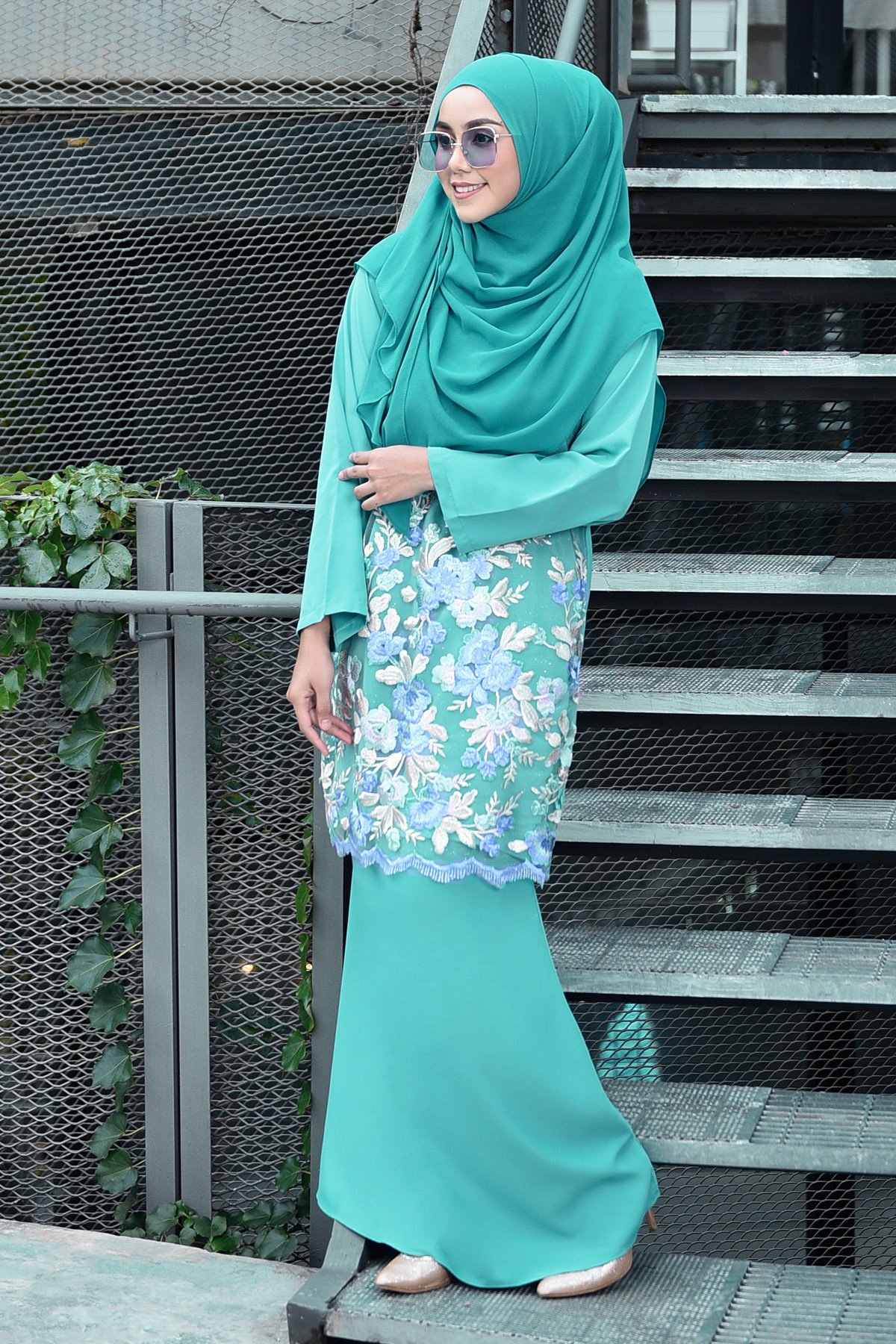  Baju Kurung Lace  Leonore Fiji Green MuslimahClothing Com