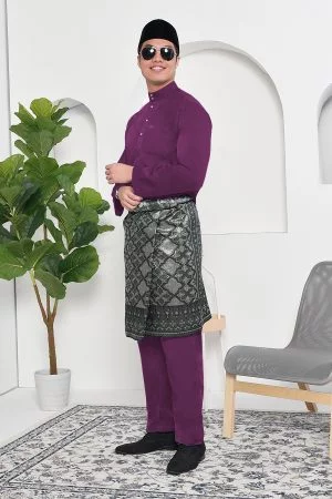 Baju Melayu Adam Regular Fit - Purple Plum