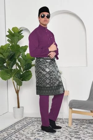 Baju Melayu Adam Regular Fit - Purple Plum