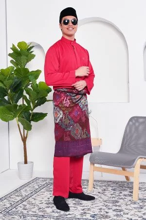 Baju Melayu Yusuf Slim Fit – Cherry Red