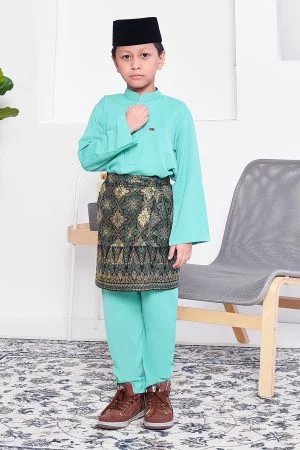 Baju Melayu Yusuf Slim Fit Kids - Fiji Green