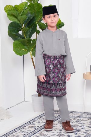 Baju Melayu Yusuf Slim Fit Kids - Silver Mine