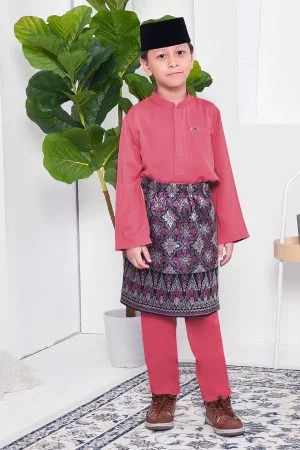 Baju Melayu Yusuf Slim Fit Kids - Apricot