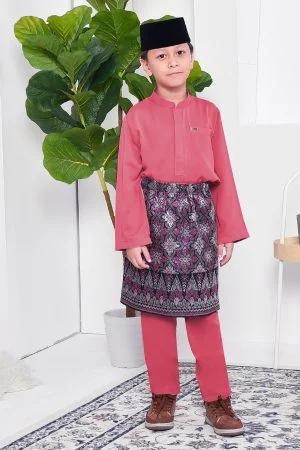 Baju Melayu Yusuf Slim Fit Kids - Apricot