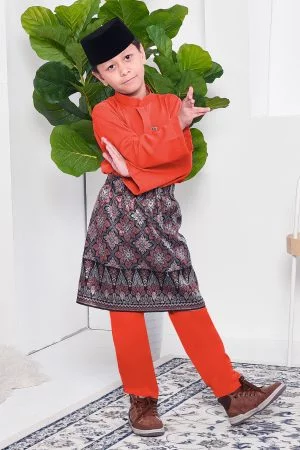 Baju Melayu Yusuf Slim Fit Kids - Terracotta