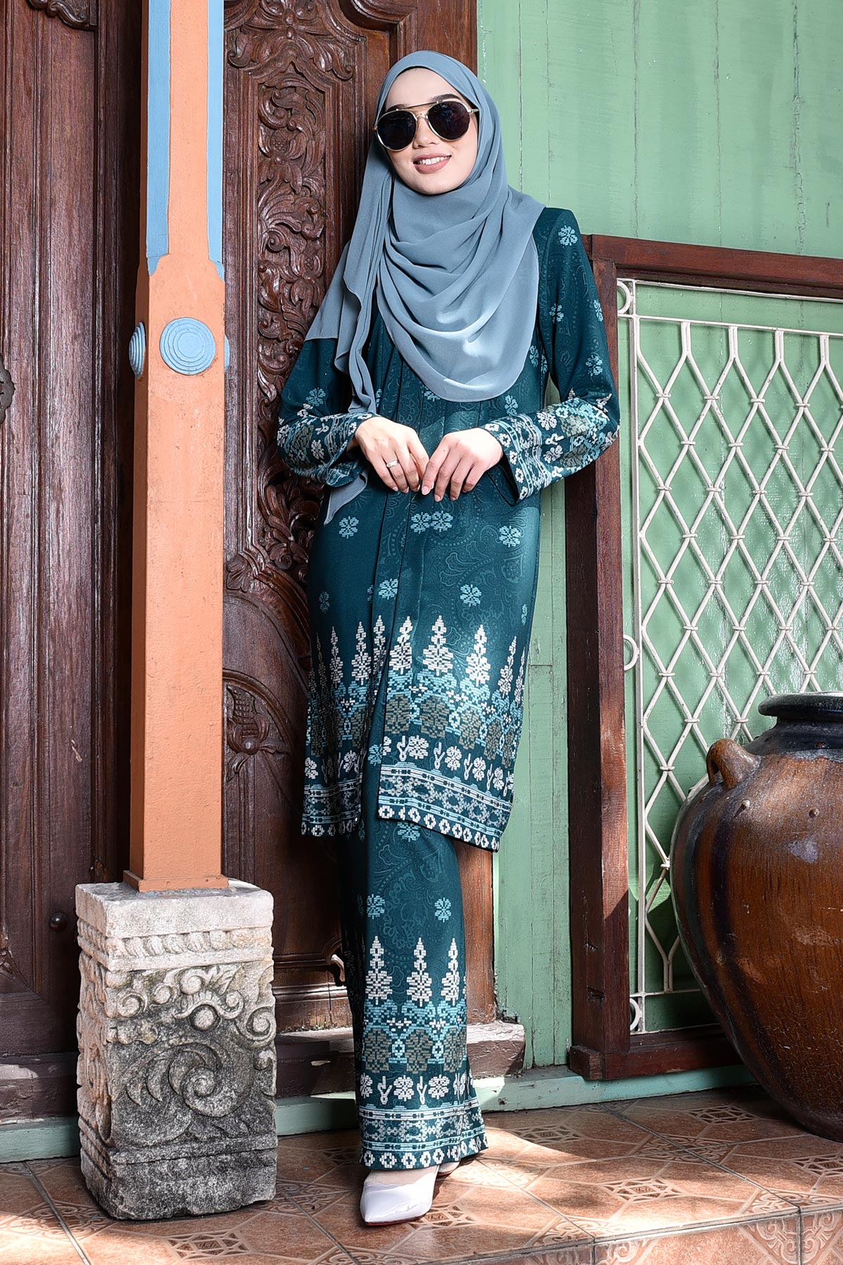 Baju Kebarung Songket Amelia - Green Amor