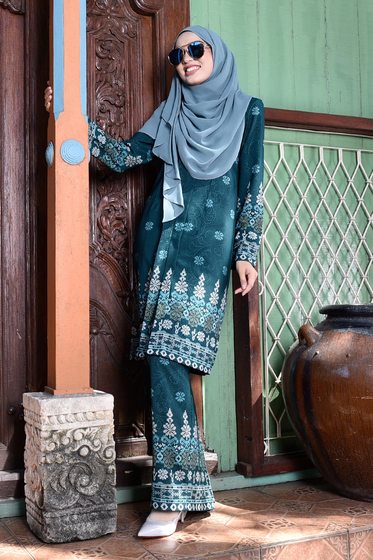 Baju Kebarung Songket Amelia - Green Amor