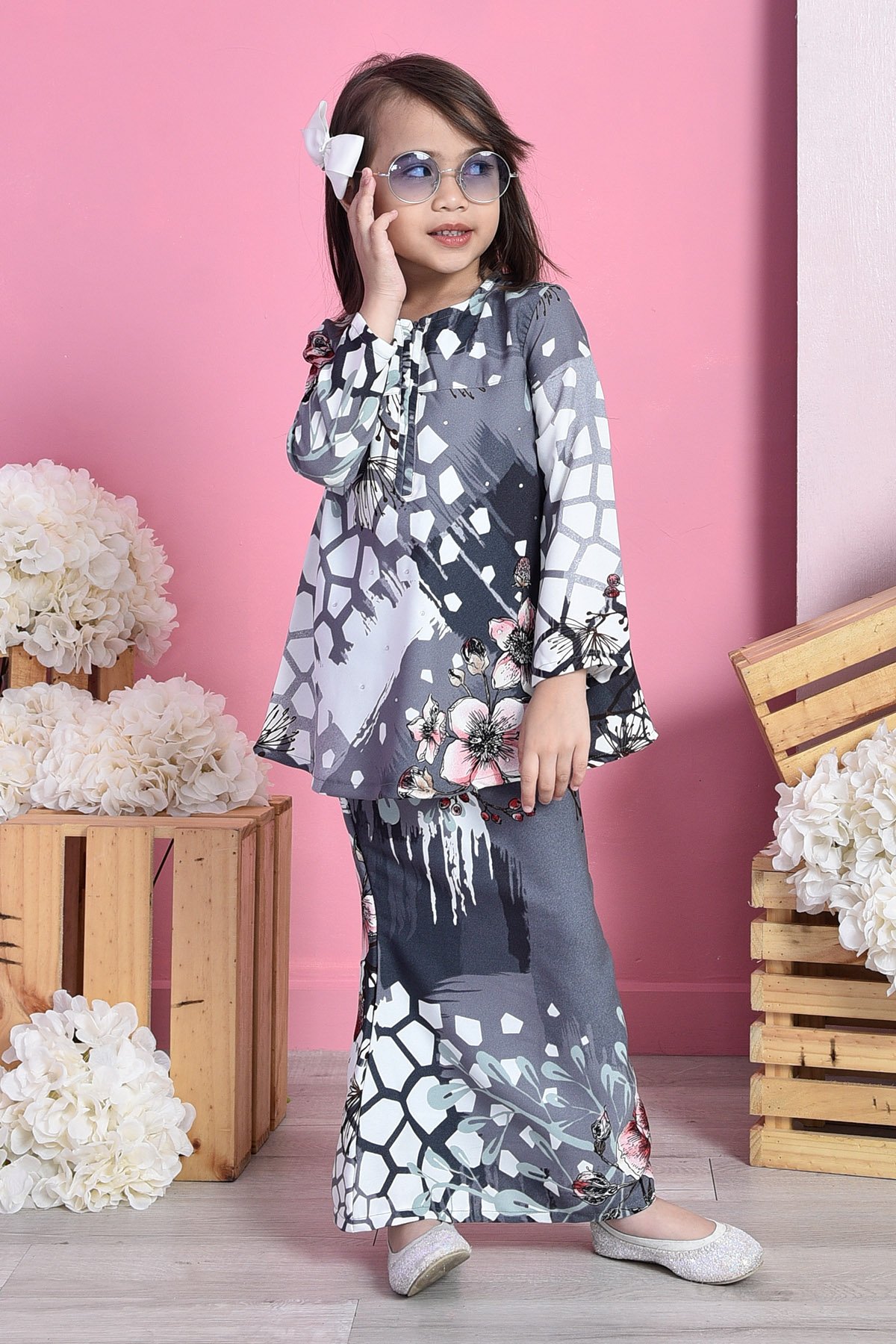 Baju Kurung Barbie Claire Glitter Kids - Atienza Grey