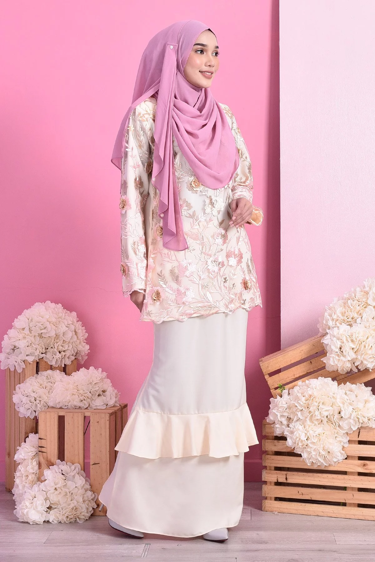 Baju Kurung Lace Celestine - Ivory