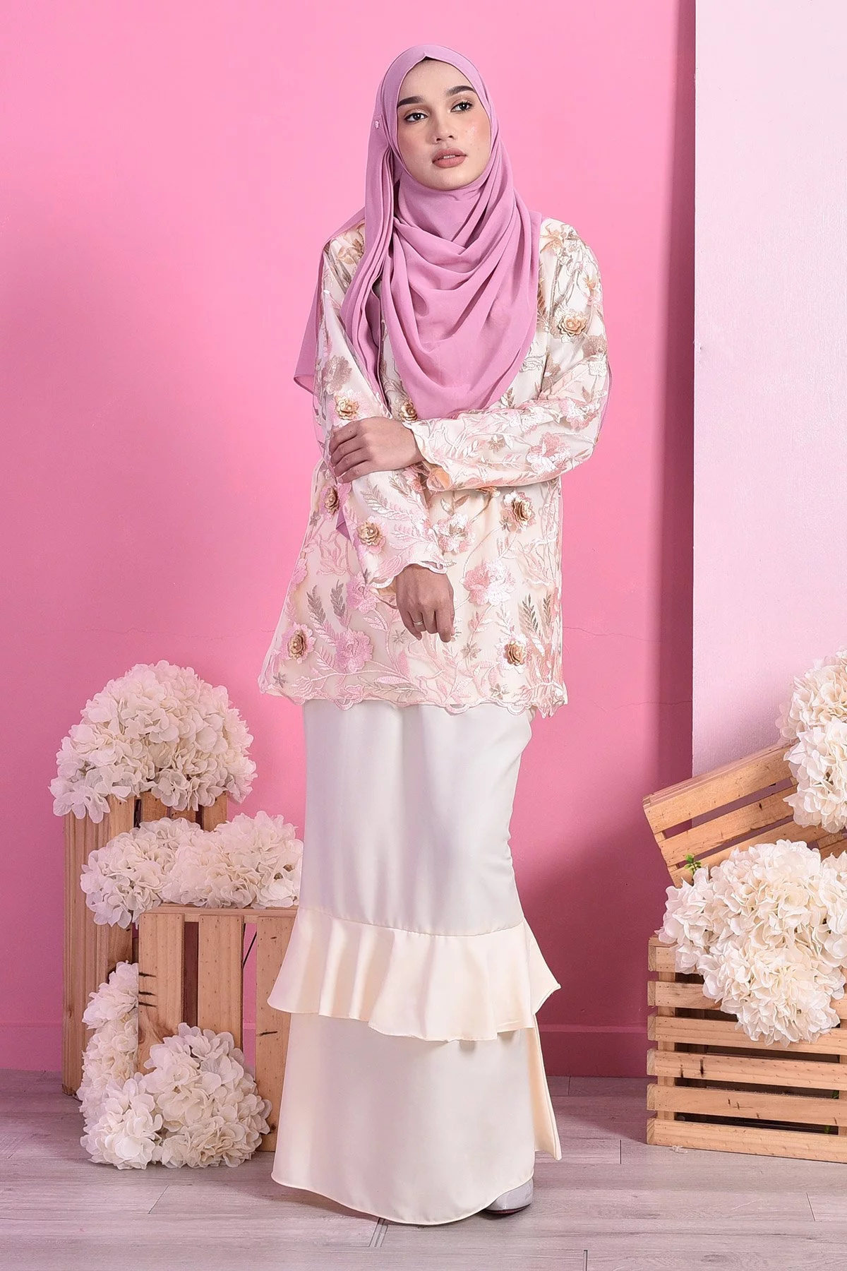 Baju Kurung Lace Celestine - Ivory