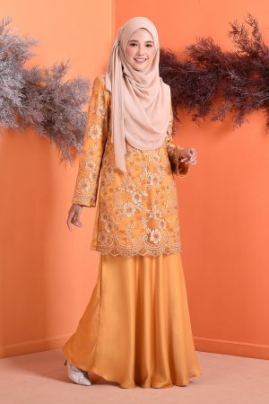 Baju Kurung Lace Brenda - Sunflower Gold