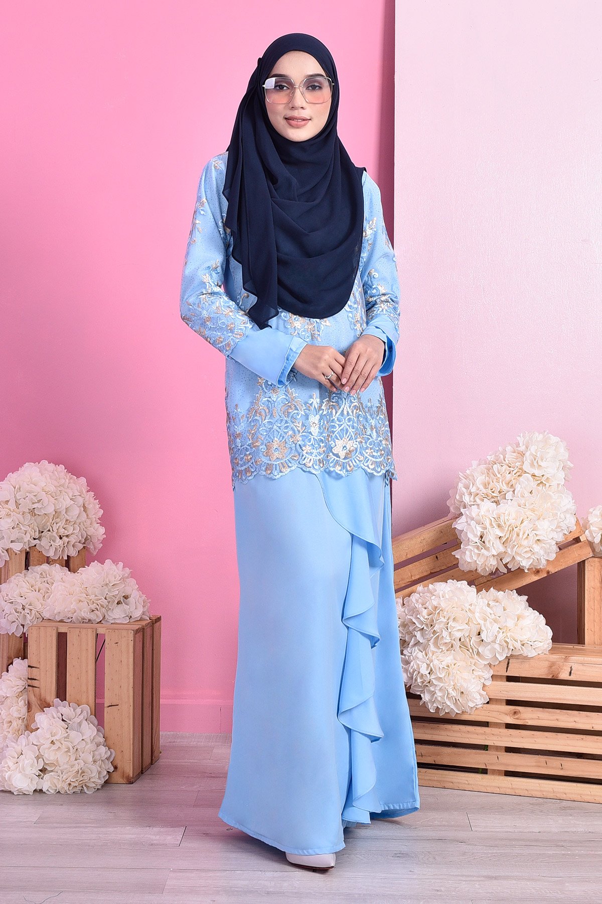 Abaya Lace Margoux - Ice Blue