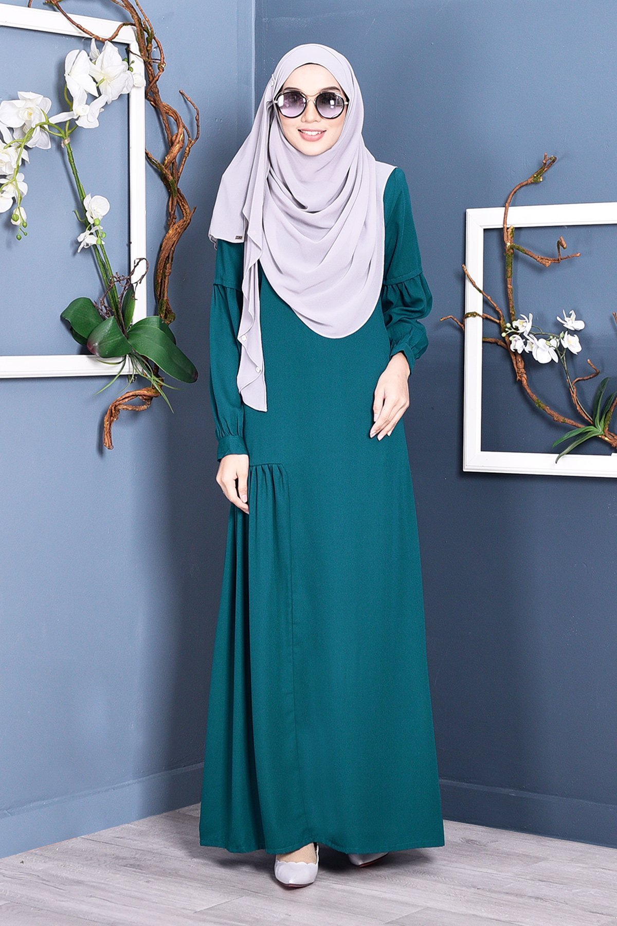 Abaya Lissa Pleated - Marine Green