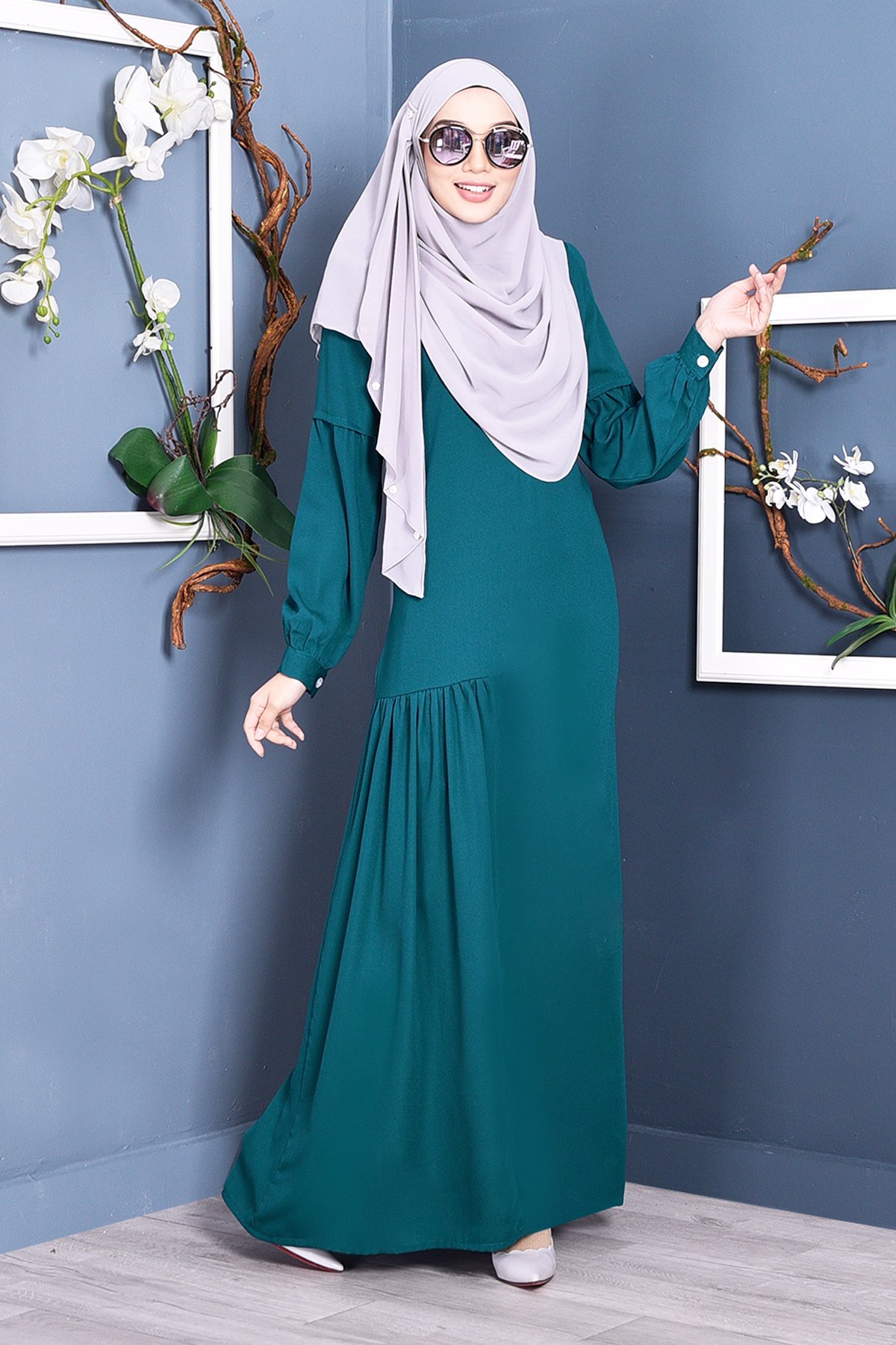 Abaya Lissa Pleated - Marine Green