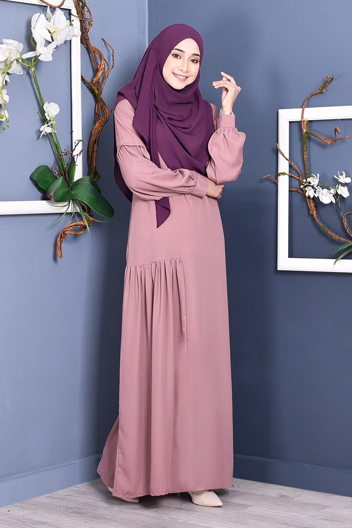 Abaya Lissa Pleated - Lavender Purple