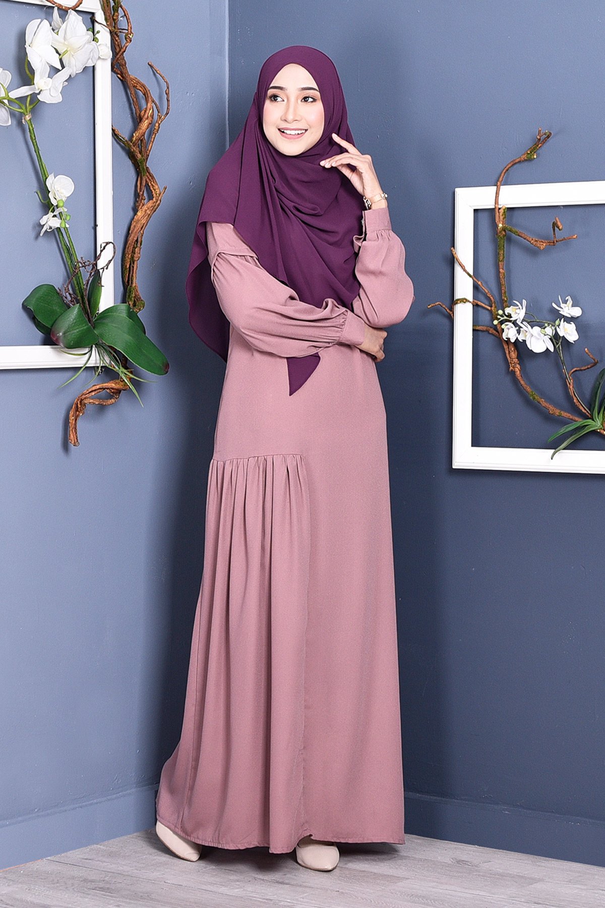 Abaya Lissa Pleated - Lavender Purple