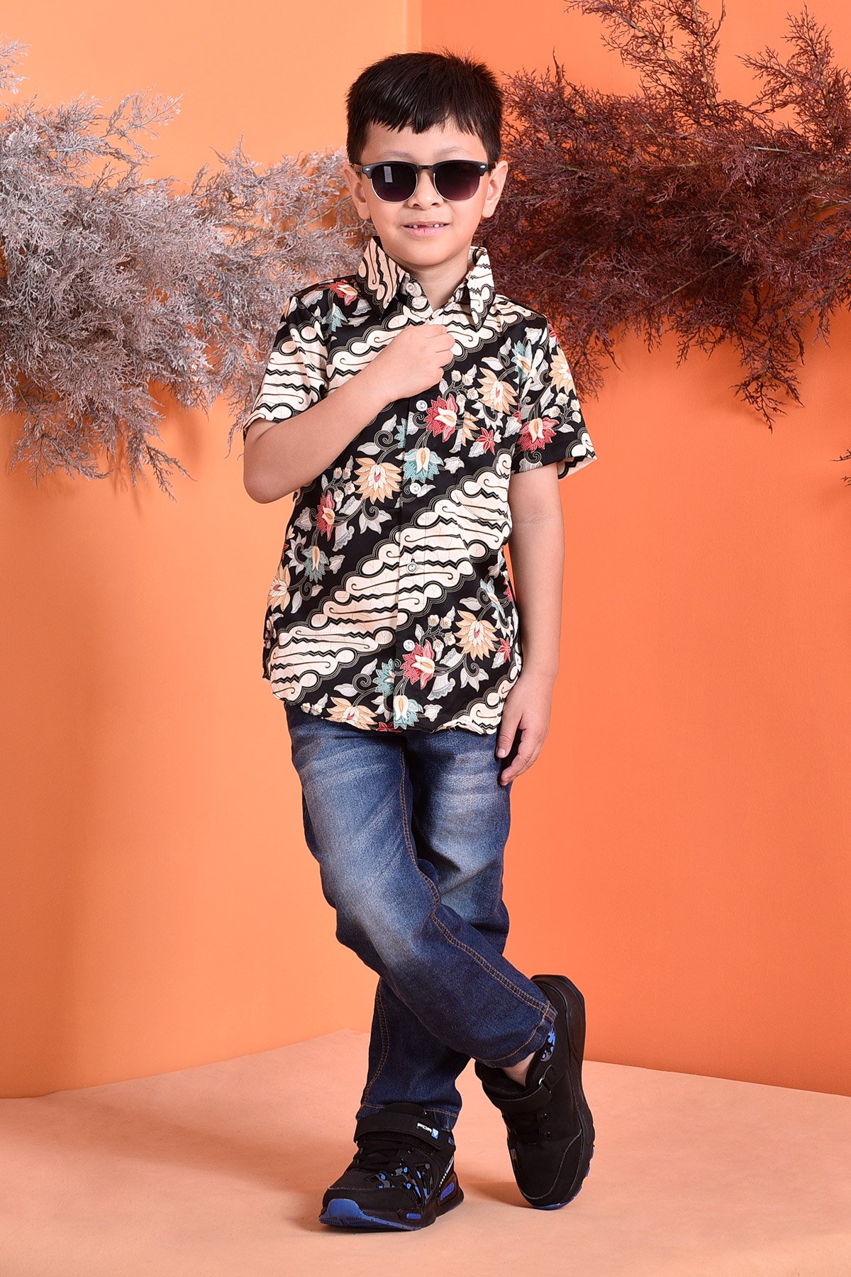 Baju Kemeja Batik Aramis Kids - Black