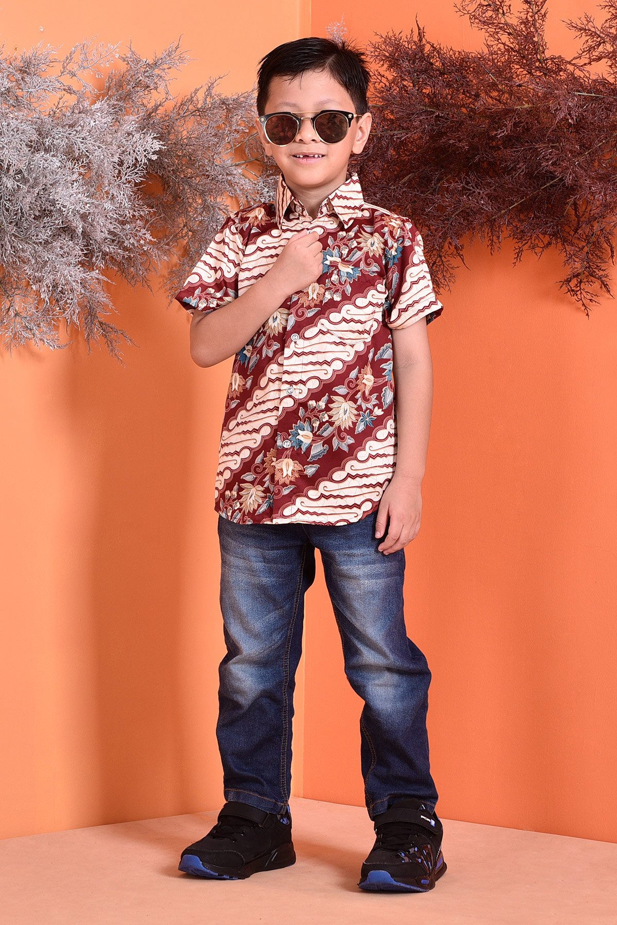 Baju Kemeja Batik Aramis Kids - Red