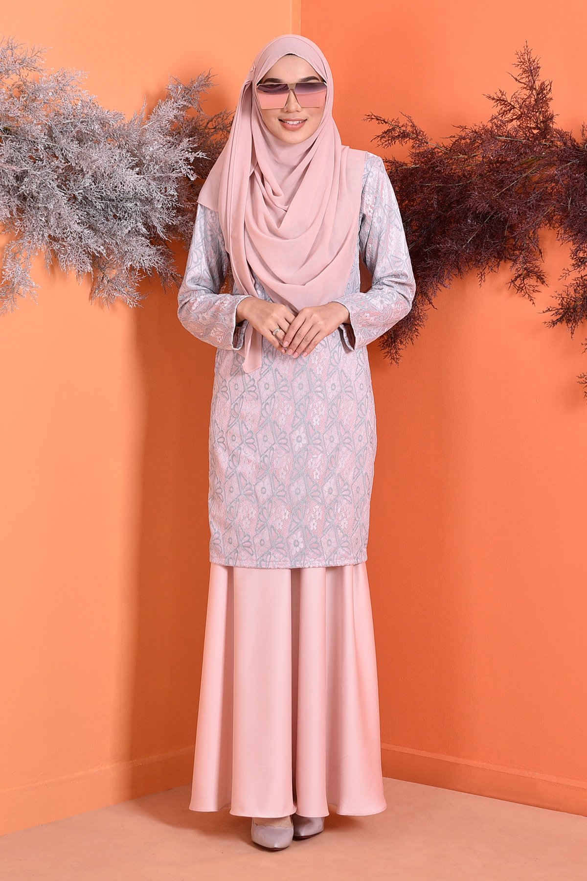  Baju Kurung Lace  Grayce Peach MuslimahClothing Com