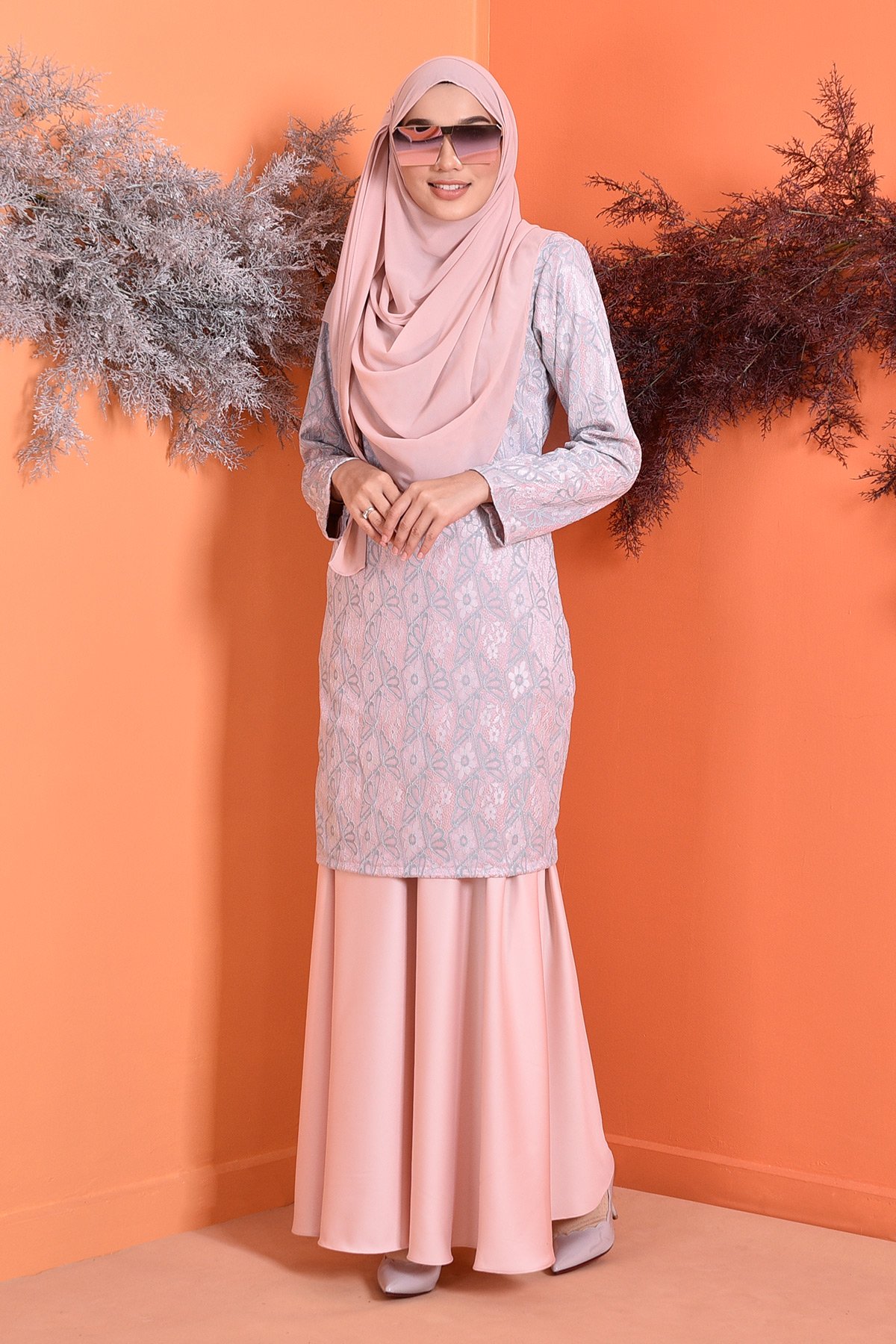  Baju Kurung Lace  Grayce Peach MuslimahClothing Com