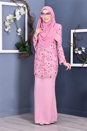 Baju Kurung Lace Brigette - Princess Pink